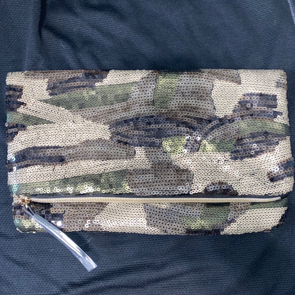 Stella & Dot Margeaux Clutch • Camo Sequins